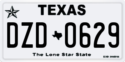 TX license plate DZD0629