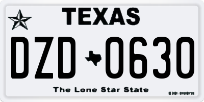 TX license plate DZD0630