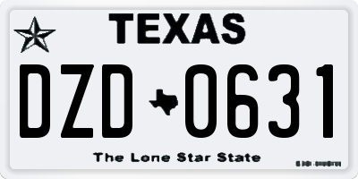 TX license plate DZD0631