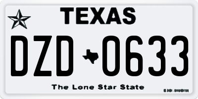 TX license plate DZD0633