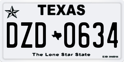 TX license plate DZD0634