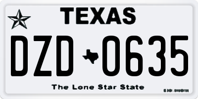 TX license plate DZD0635