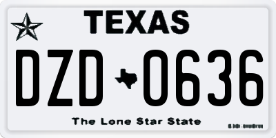 TX license plate DZD0636