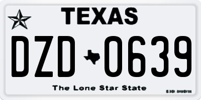 TX license plate DZD0639