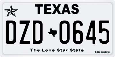 TX license plate DZD0645