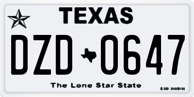 TX license plate DZD0647