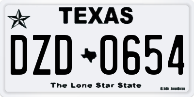 TX license plate DZD0654