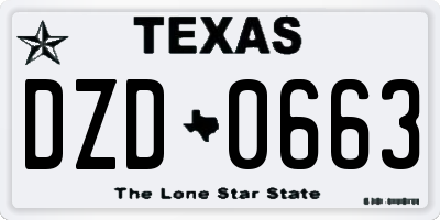 TX license plate DZD0663