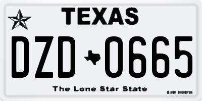TX license plate DZD0665