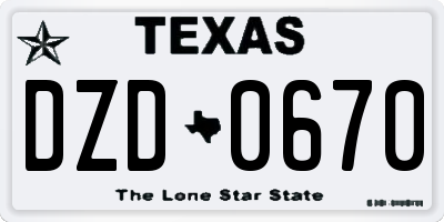 TX license plate DZD0670