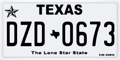 TX license plate DZD0673