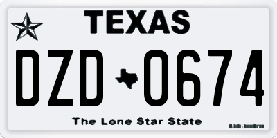 TX license plate DZD0674
