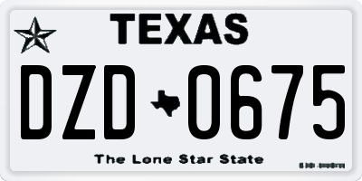 TX license plate DZD0675