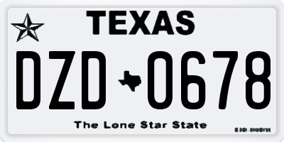 TX license plate DZD0678