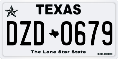 TX license plate DZD0679