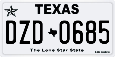 TX license plate DZD0685