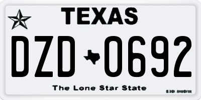 TX license plate DZD0692