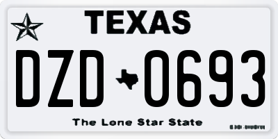 TX license plate DZD0693