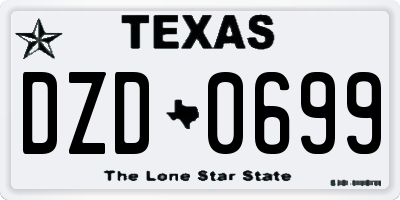 TX license plate DZD0699
