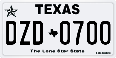 TX license plate DZD0700