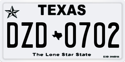 TX license plate DZD0702