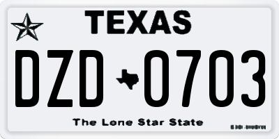 TX license plate DZD0703