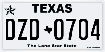 TX license plate DZD0704