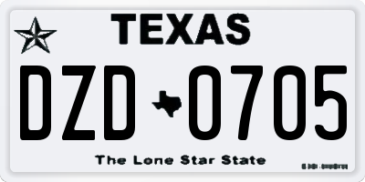 TX license plate DZD0705