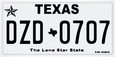 TX license plate DZD0707