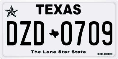 TX license plate DZD0709