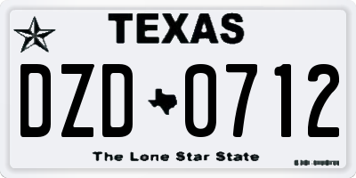 TX license plate DZD0712
