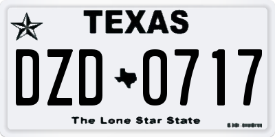 TX license plate DZD0717