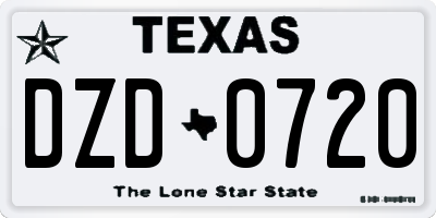 TX license plate DZD0720