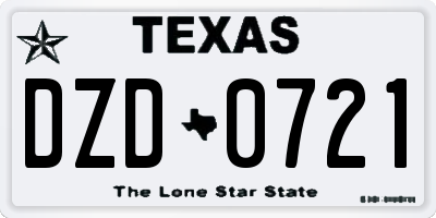 TX license plate DZD0721