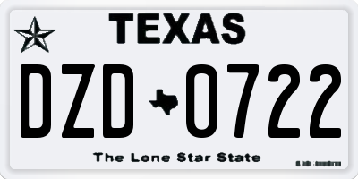 TX license plate DZD0722