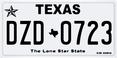 TX license plate DZD0723