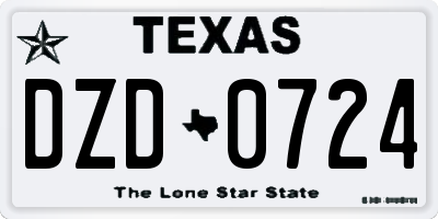 TX license plate DZD0724