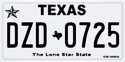 TX license plate DZD0725