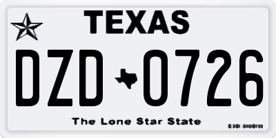 TX license plate DZD0726