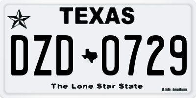 TX license plate DZD0729
