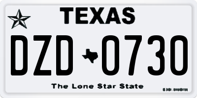 TX license plate DZD0730