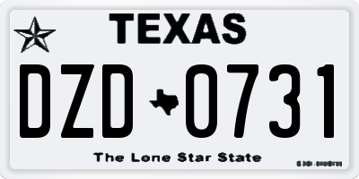 TX license plate DZD0731
