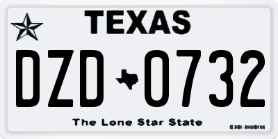TX license plate DZD0732