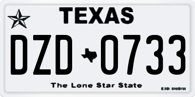 TX license plate DZD0733