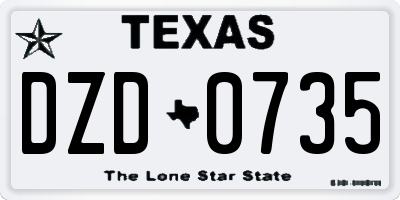 TX license plate DZD0735