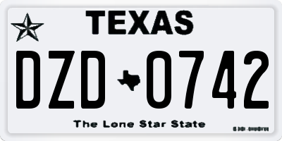 TX license plate DZD0742