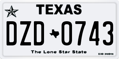 TX license plate DZD0743