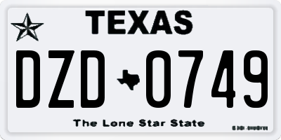 TX license plate DZD0749