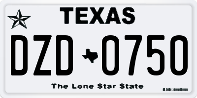 TX license plate DZD0750
