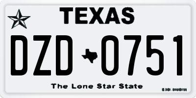 TX license plate DZD0751